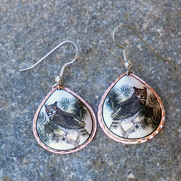 Details about   Great Horned Owl Brownlip Shell Earring 