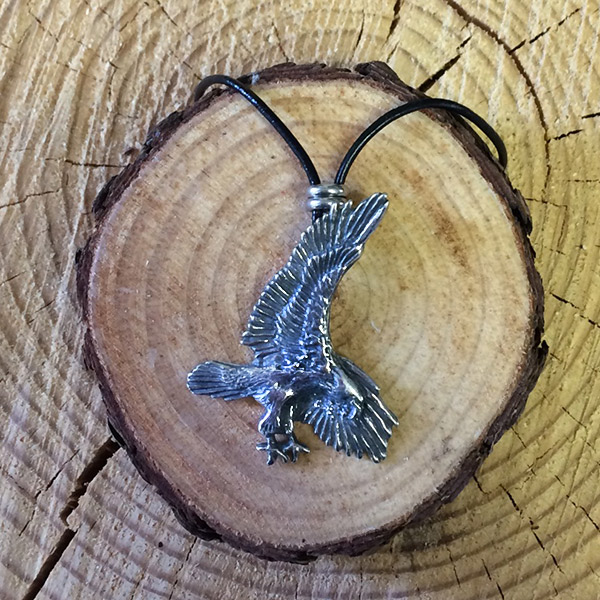 EAGLE NECKLACE PENDANT WITH 18" BLACK CORD