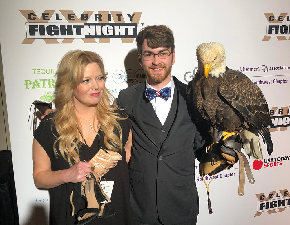 Connor O'Brian and Challenger with Melissa Peterman, comedian, best known for her role as Barbra Jean in the TV comedy series